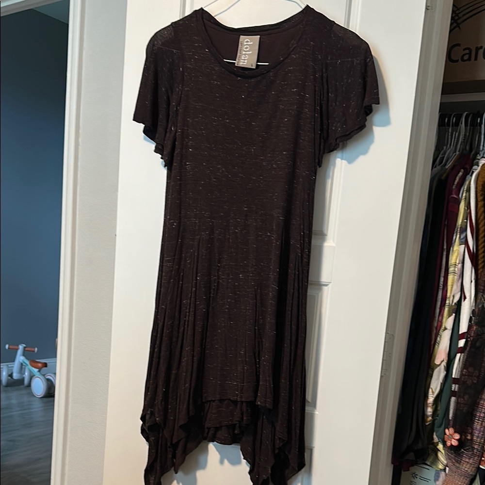 Dolan Maroon Asymmetrical Ruffled Dress